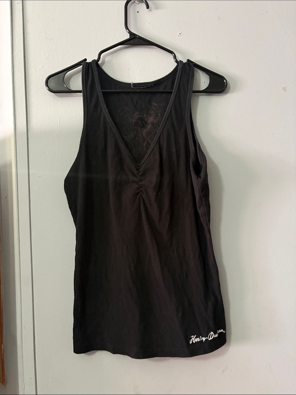 Harley-Davidson Black V-Neck Tank with Script Hem Logo - Picture 1 of 4
